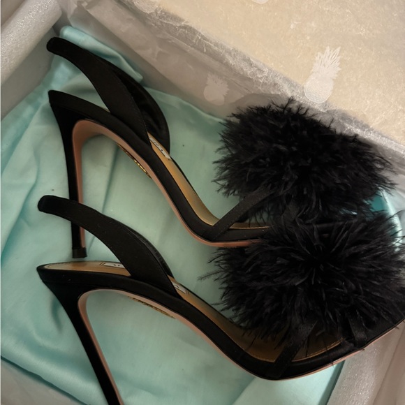 AQUAZZURA silk and feather shoes! ONLY 1 time wear! - Picture 4 of 10